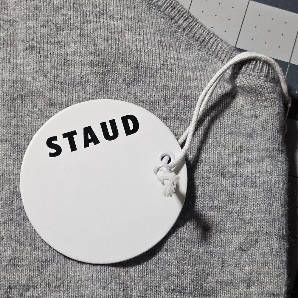 NWT STAUD Grey Ribbed Knit Tank Top Women’s L Minimalist Streetwear Quiet Luxury - Picture 4 of 11